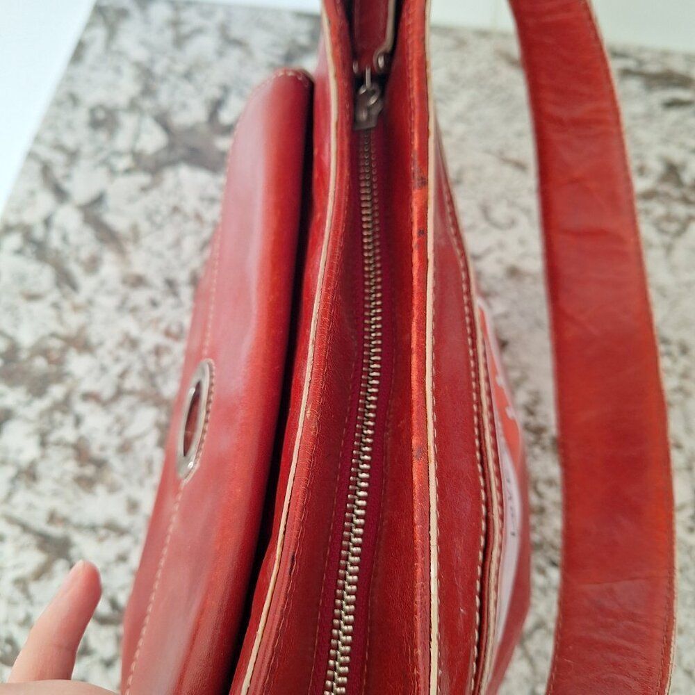 Cole Haan Red Leather Tote with Cassette Graphic. Cute and Classic! - Picture 5 of 14